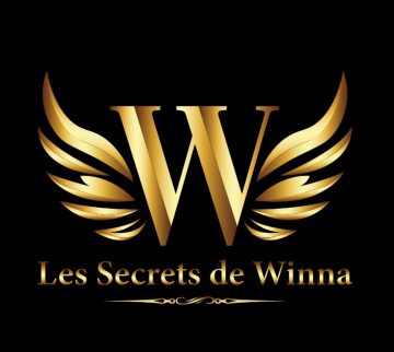 Logo Les Secrets de Winna, emblème doré ailé W